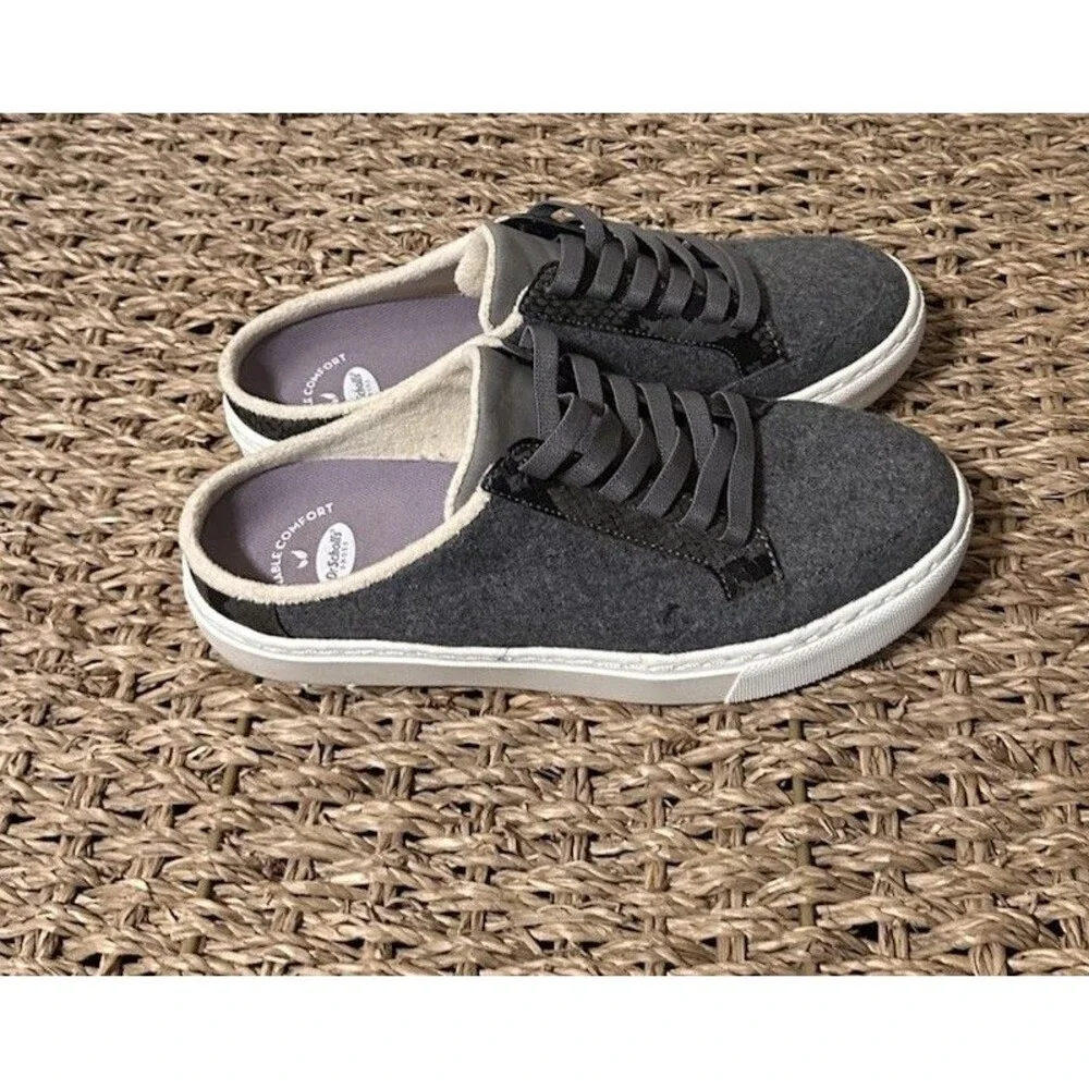 Dr. Scholl's NBD Women's Sneaker Mules Gray Sustainable Open Back Slip On Sz 7M
